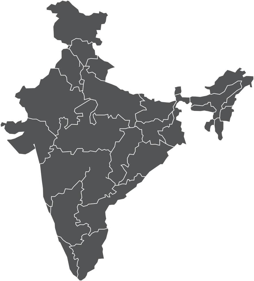 Map of India with State Divisions vector