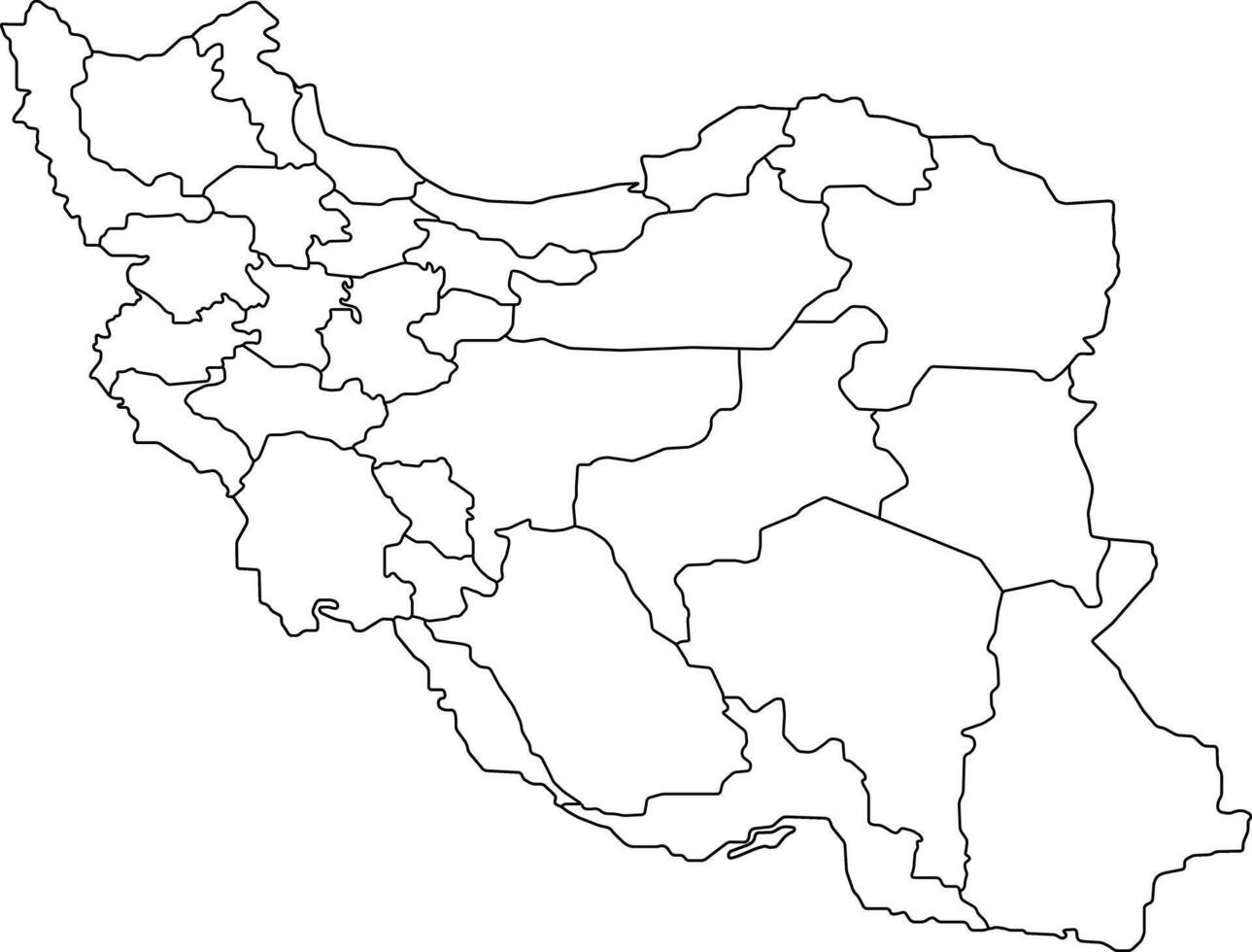 Map of Iran with Provinces and Borders vector