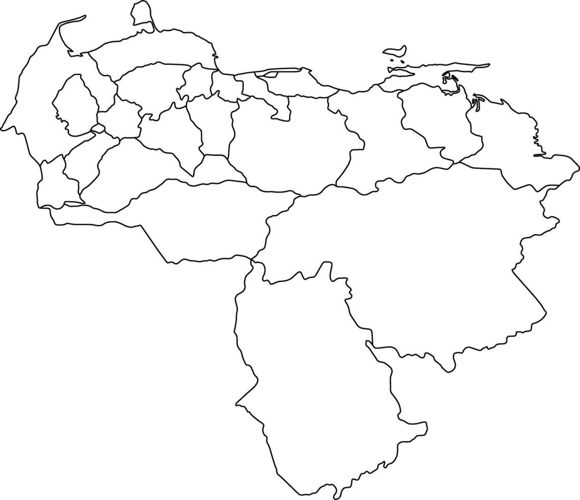 Map of Venezuela with States and Borders vector