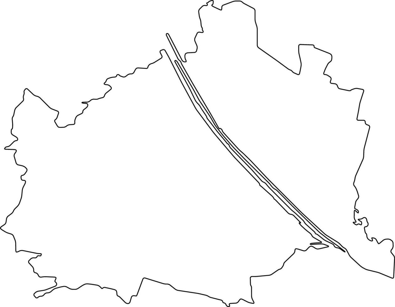 Printable Outline Map of Vienna vector