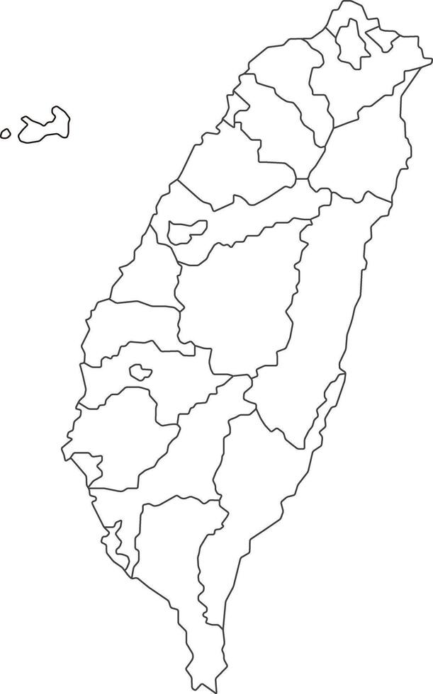 Map of Taiwan with Cities and Regions vector