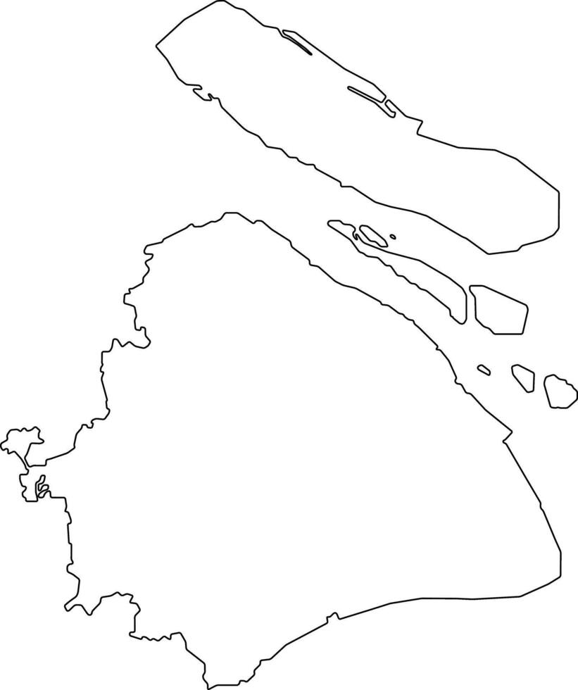 Map of Shanghai with Districts and Roads vector