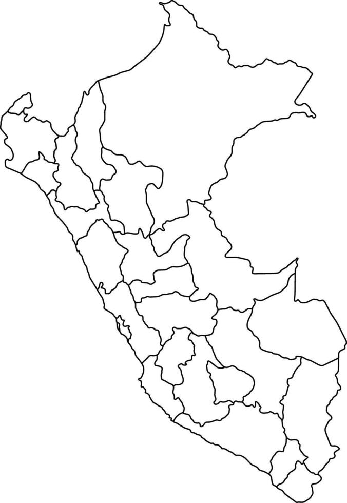 Map of Peru with Regions and Borders vector