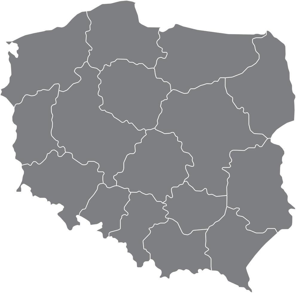 Map of Poland with Voivodeships and Borders vector