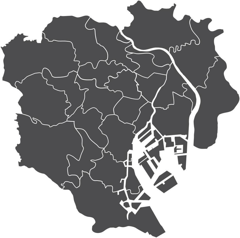 Tokyo City Map with Wards and Roads vector