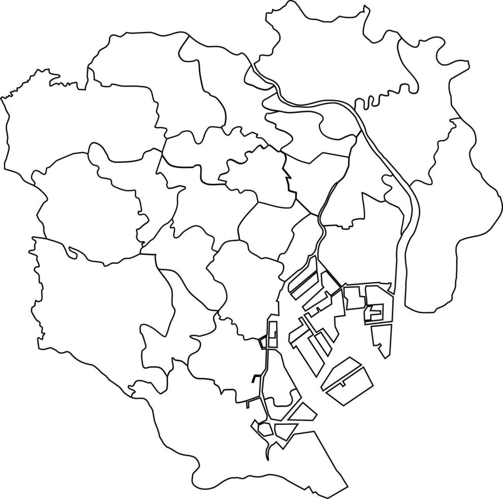 Map of Tokyo with Districts and Landmarks vector