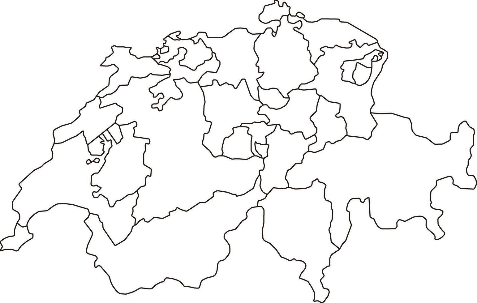 Map of Switzerland with Cantons and Borders vector
