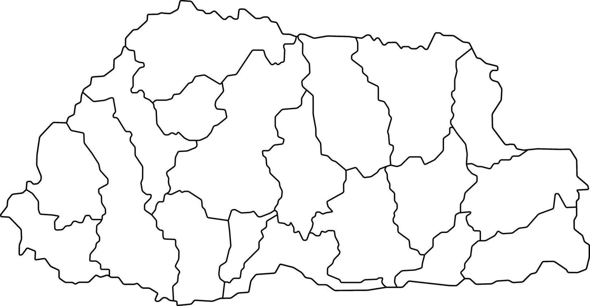 Bhutan Political Outline Map vector