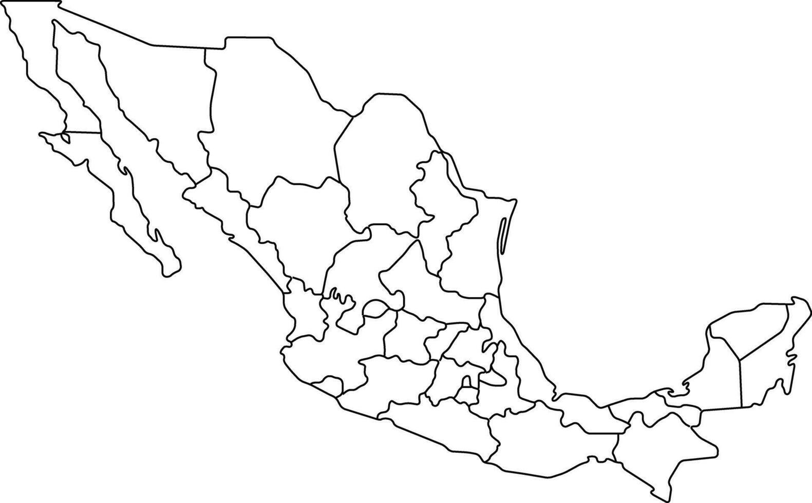 Mexico Political Outline Map vector