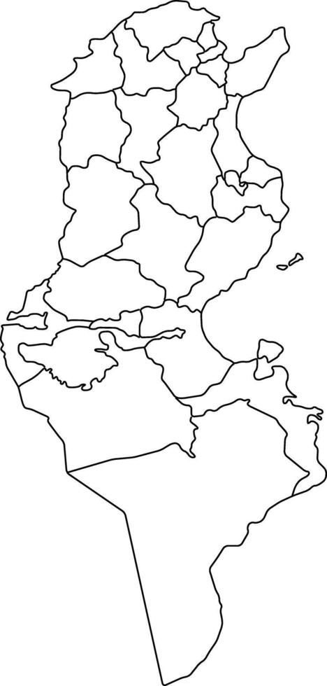 Tunisia Political Outline Map vector