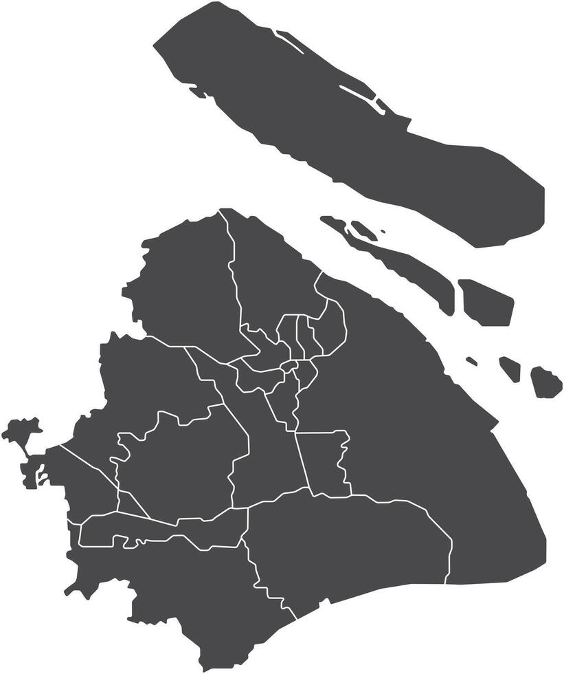 Printable Outline Map of Shanghai vector