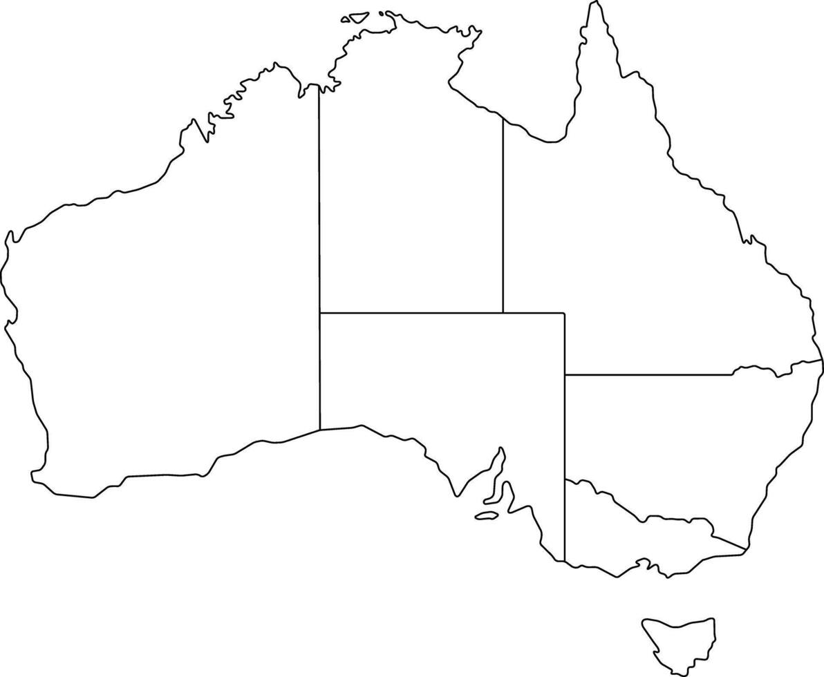 Australia Political Outline Map vector