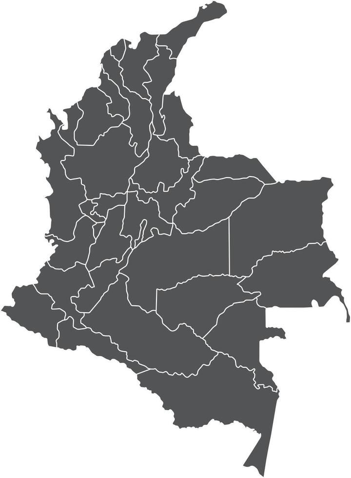 Map of Colombia with Departments and Borders vector
