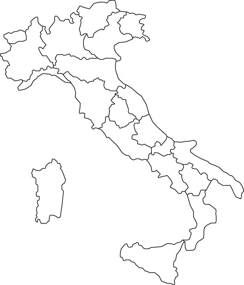 Map of Italy with Regions and Borders vector