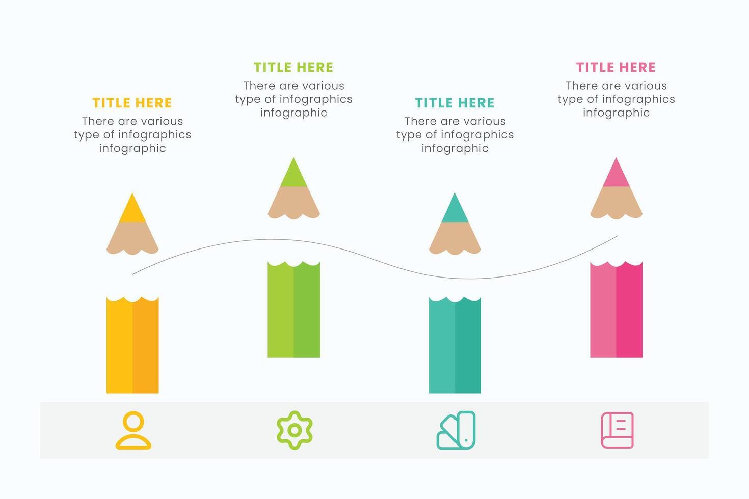 Pencil infographic design template for education and Business Concepts, Modern flat illustration for presentation vector