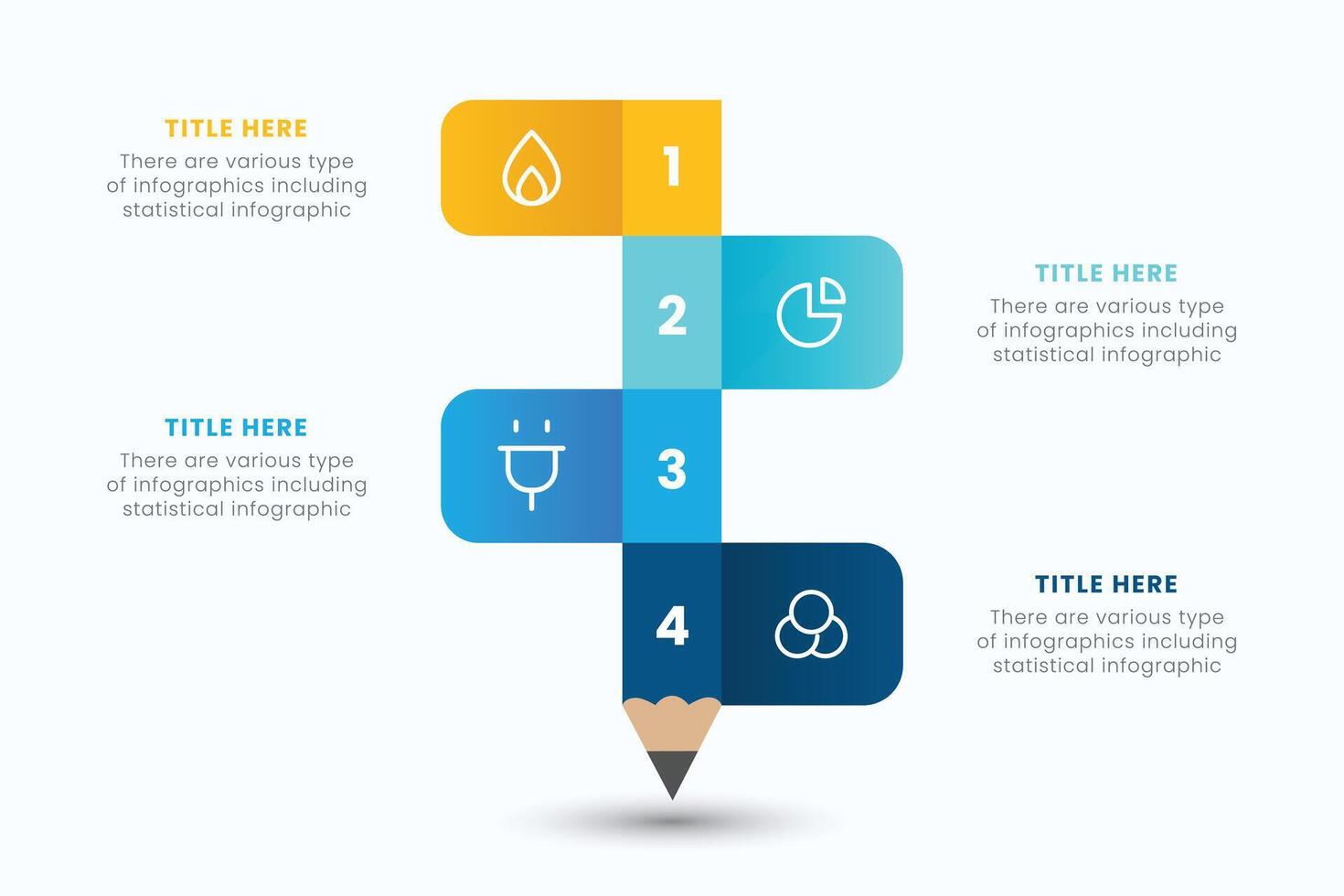 Pencil infographic design template with 4 step for education and Business Concepts, Modern illustration for presentation vector