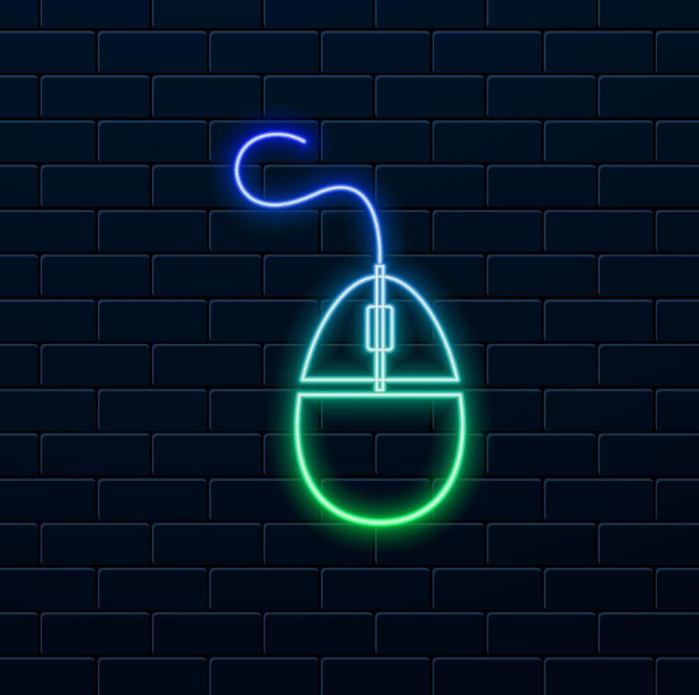 computer mouse icon, neon style, computer mouse line art - simple computer mouse line art, perfect for computer mouse logos and icons vector
