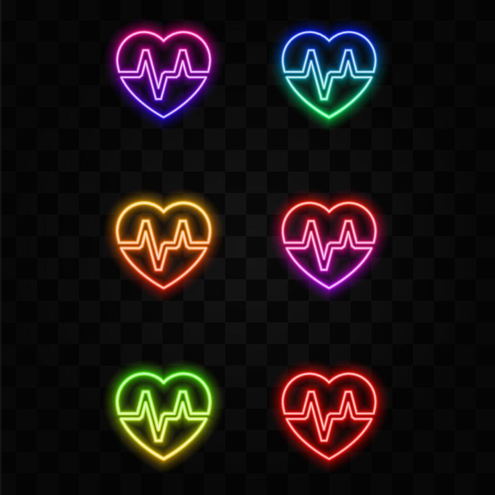 Red heart flat icon, the symbol of love, illustration. neon style. vector