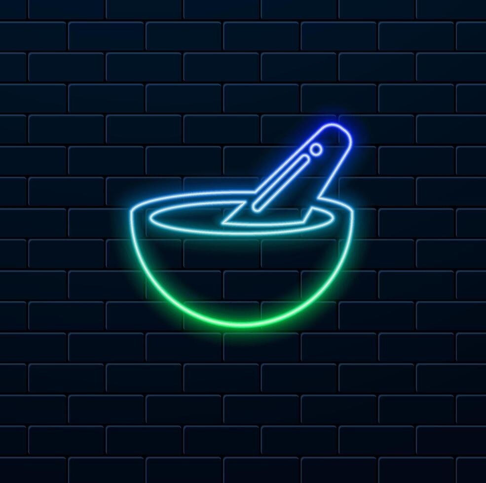 Bowl With Spoon. neon style.pylon on background.premium quality symbols. icons for concept and graphic design. vector