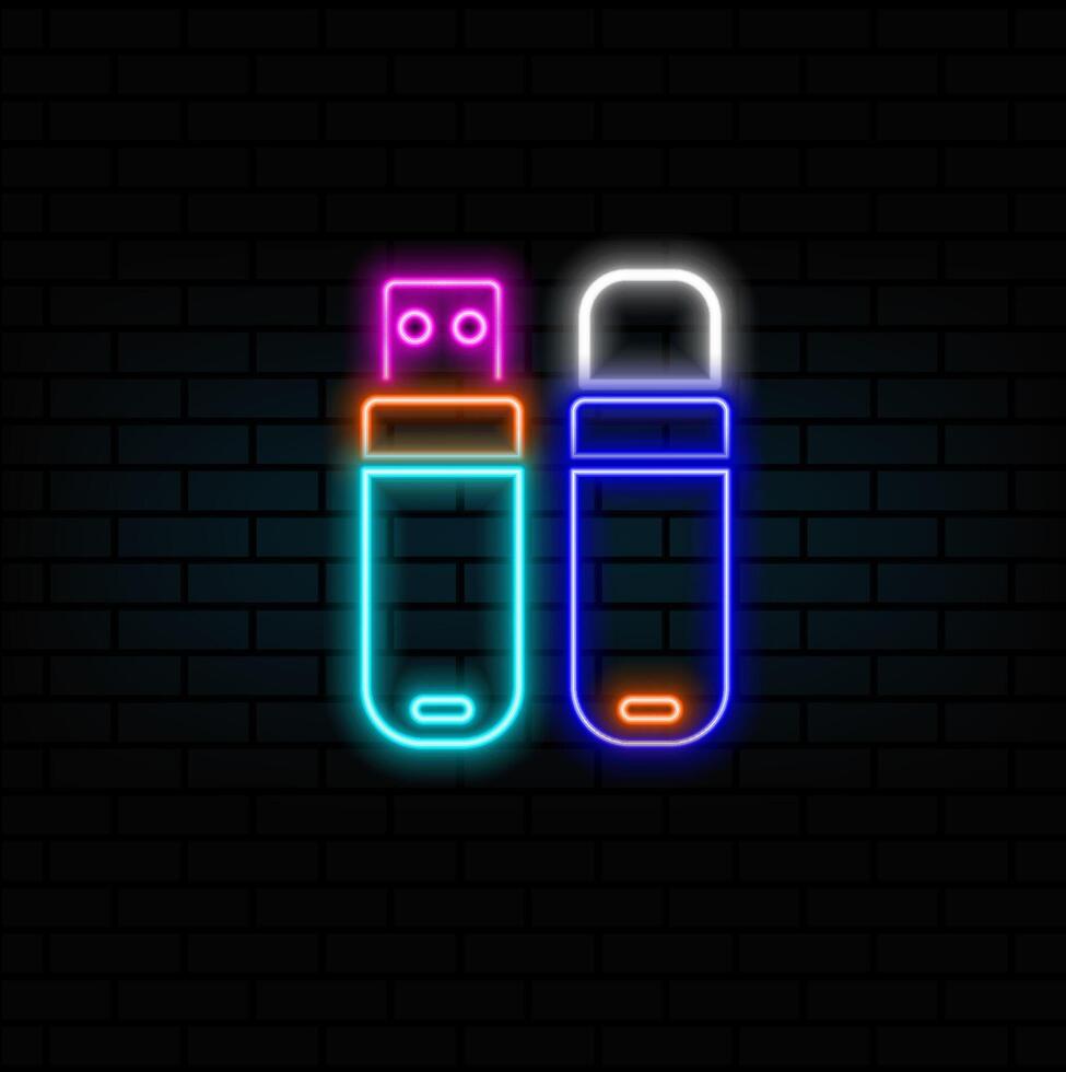 pen drive, data storage devices. drop shadow USB flash drive, neon style, cd and flash memory card silhouette symbol. computer data storage equipment. vector