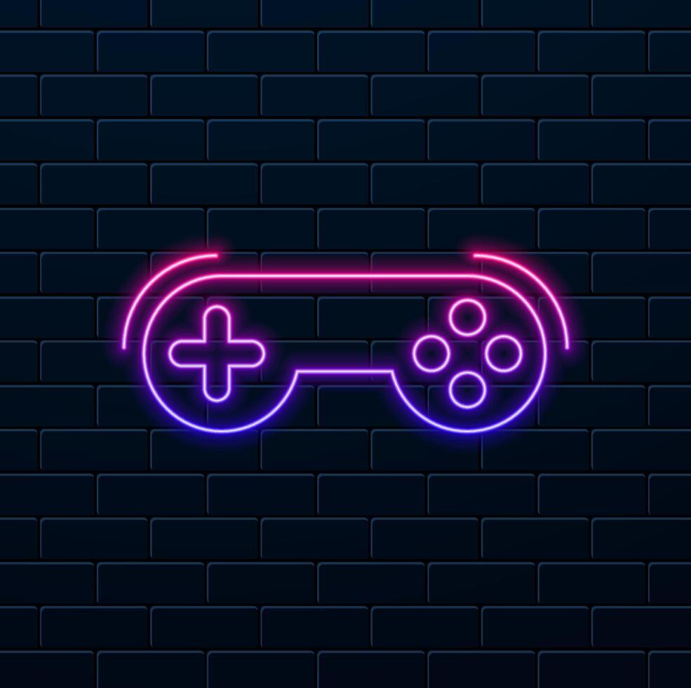 icon, joystick and solid icon, neon style. Electronic concept, gamepad controller sign, game joystick icon in outline style for mobile concept and web design. graphics vector