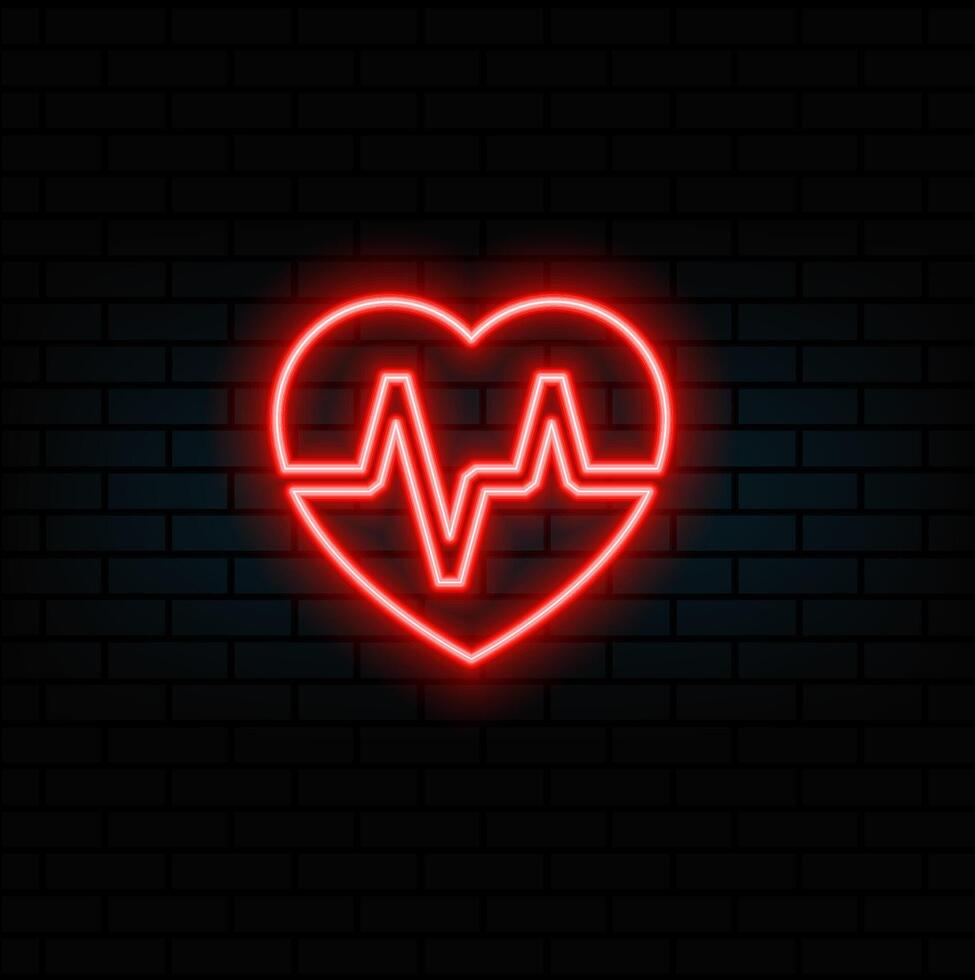Heart icon , neon style, Valentine's day love symbol isolated on illustration vector