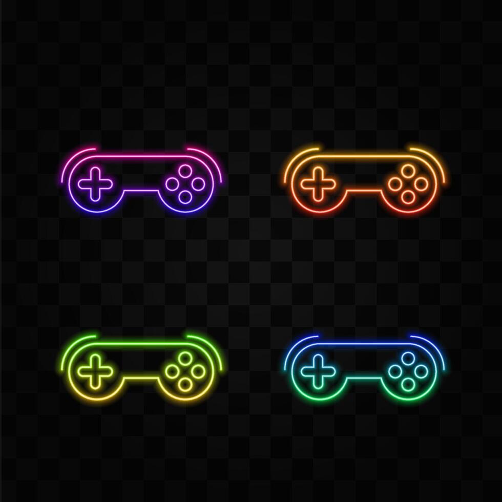 Joystick line and solid icon, neon style.electronic concept, gamepad controller sign, game joystick icon in outline style for mobile concept and web design. graphics vector
