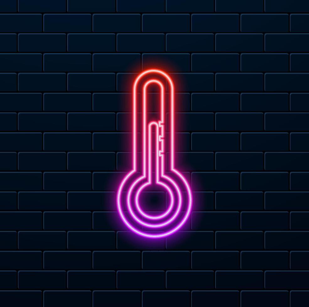 Temperature sensor. neon style. icon. vector