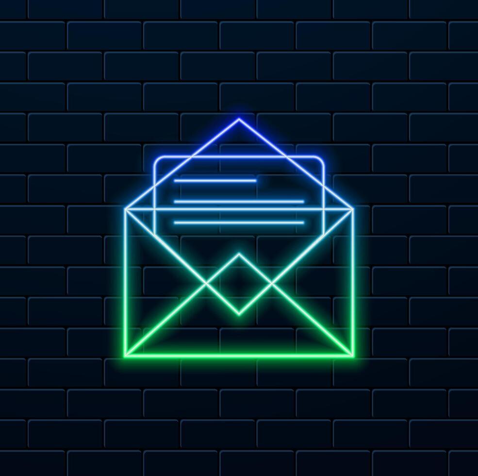 Email, marketing, contact us, envelope icon image.neon style.web apps, mobile apps and print media. vector
