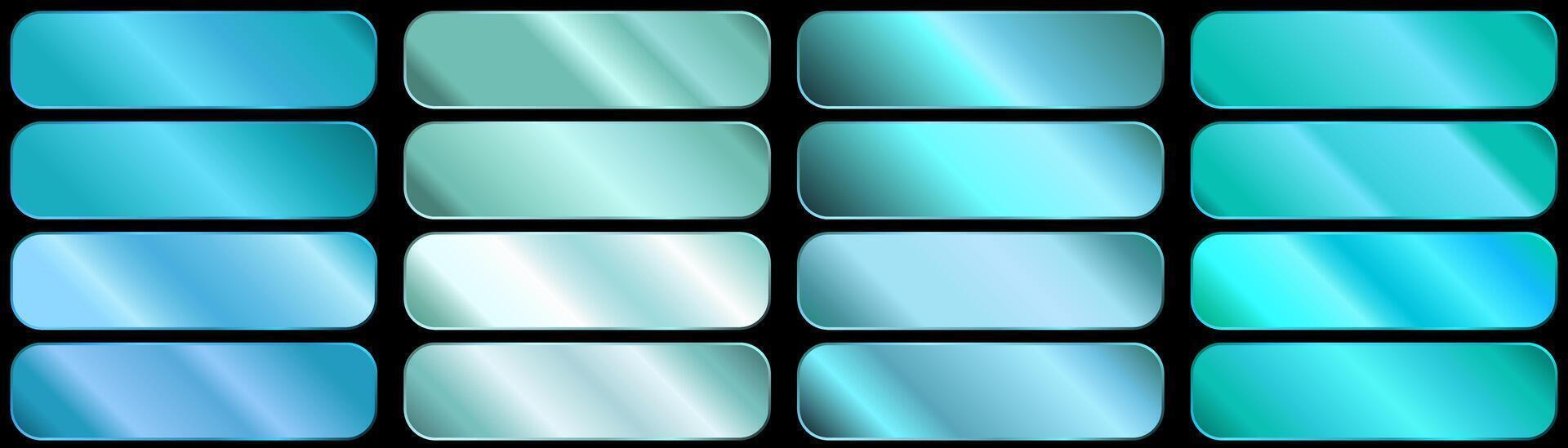 degraded, Blue metallic degraded background set. Gradation textures. Light blue metal gradient. vector