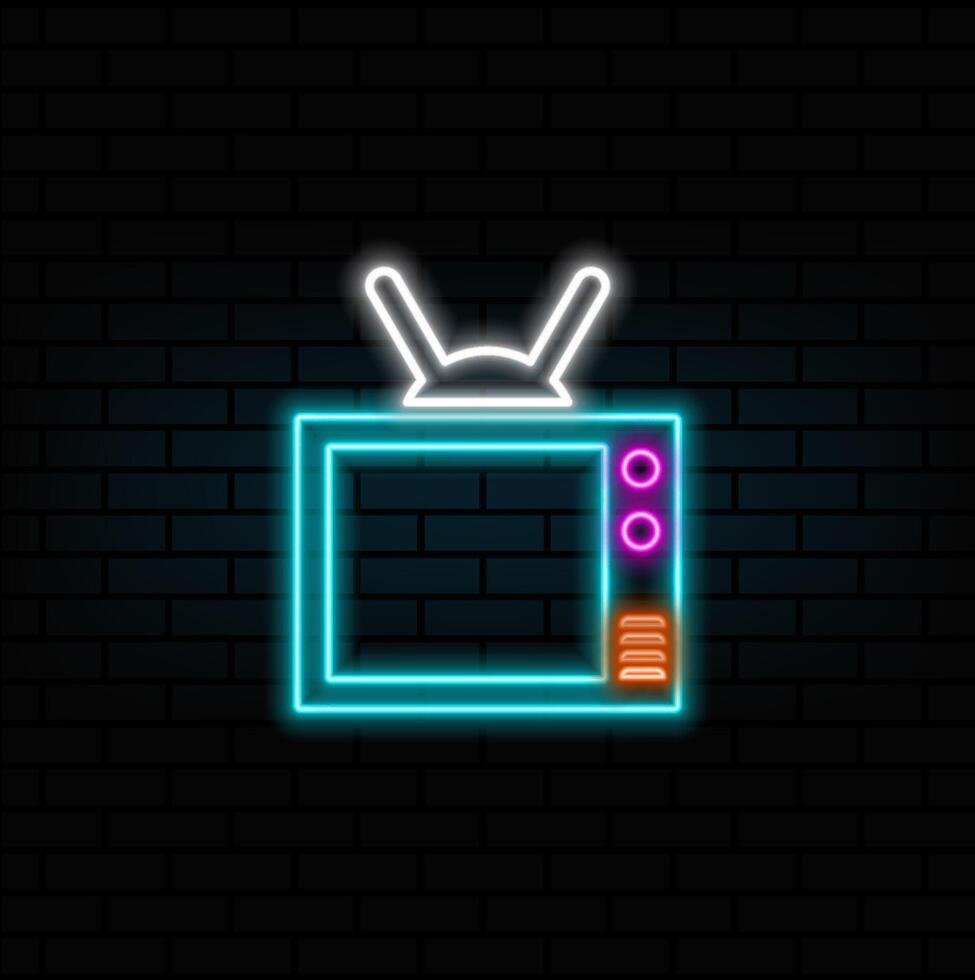 tv icon, SmartTV. neon style.Solid icon illustration. For website design, logo, app, template, UI, vector