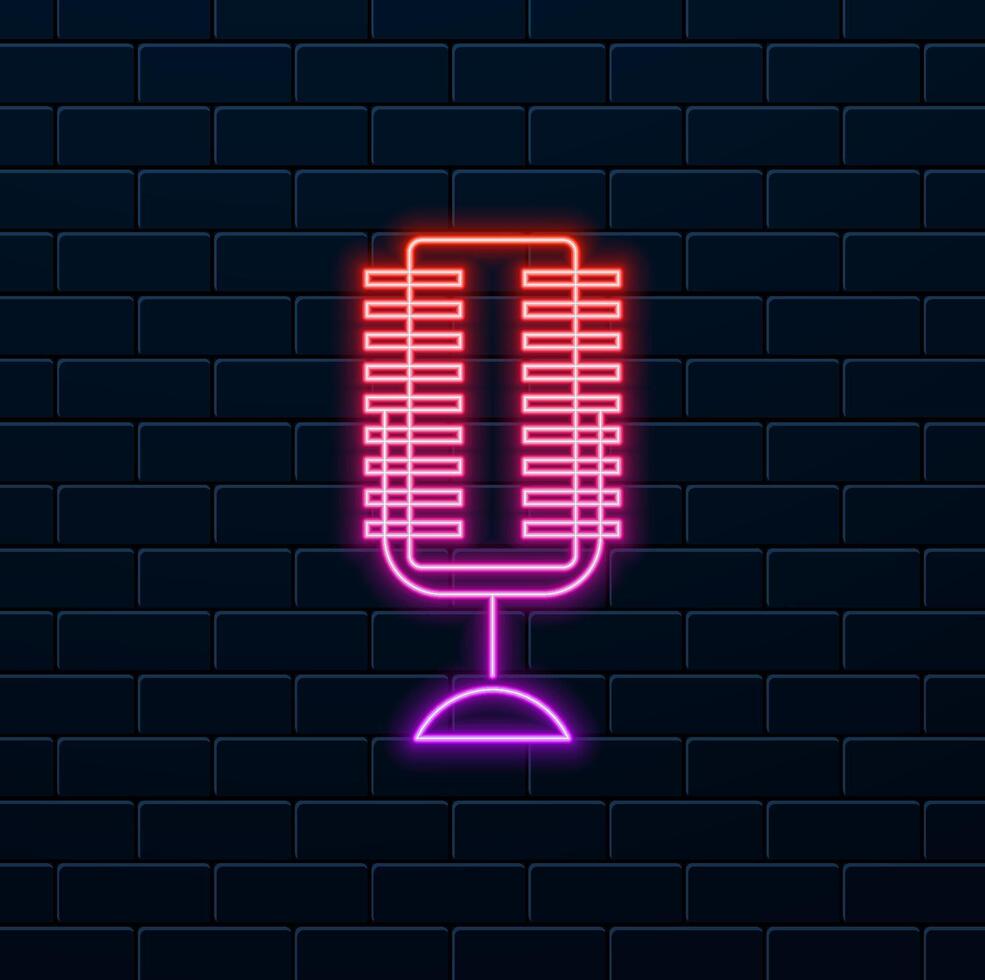 Microphone podcast icon.neon style,simple studio podcast icon illustration vector