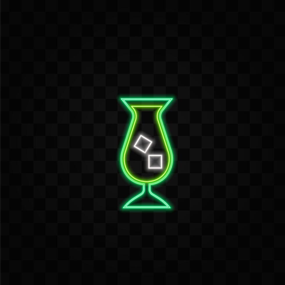 Alcoholic cocktails. neon style. Cognac, cognac, vodka, tequila, whiskey, champagne, wine, margarita cocktails. Bottle and glass vector