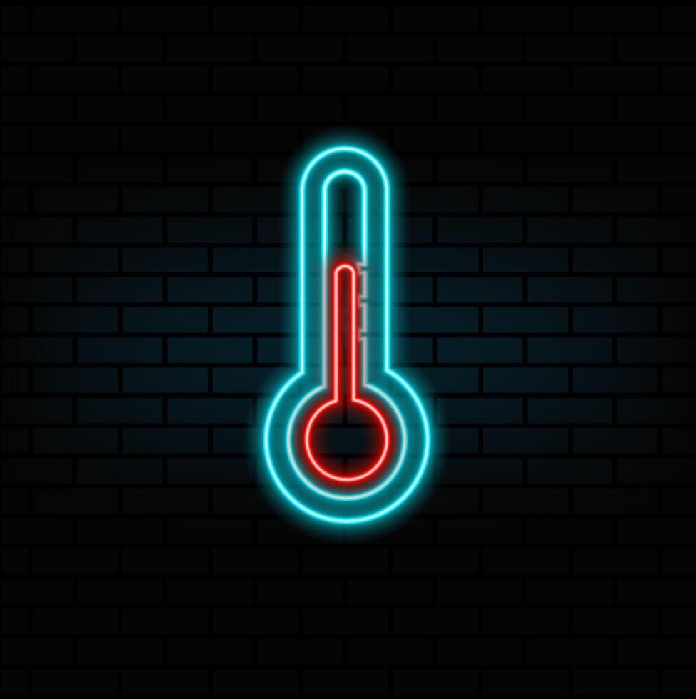 Temperature sensor. neon style. icon.Thermometer environment icon illustration vector