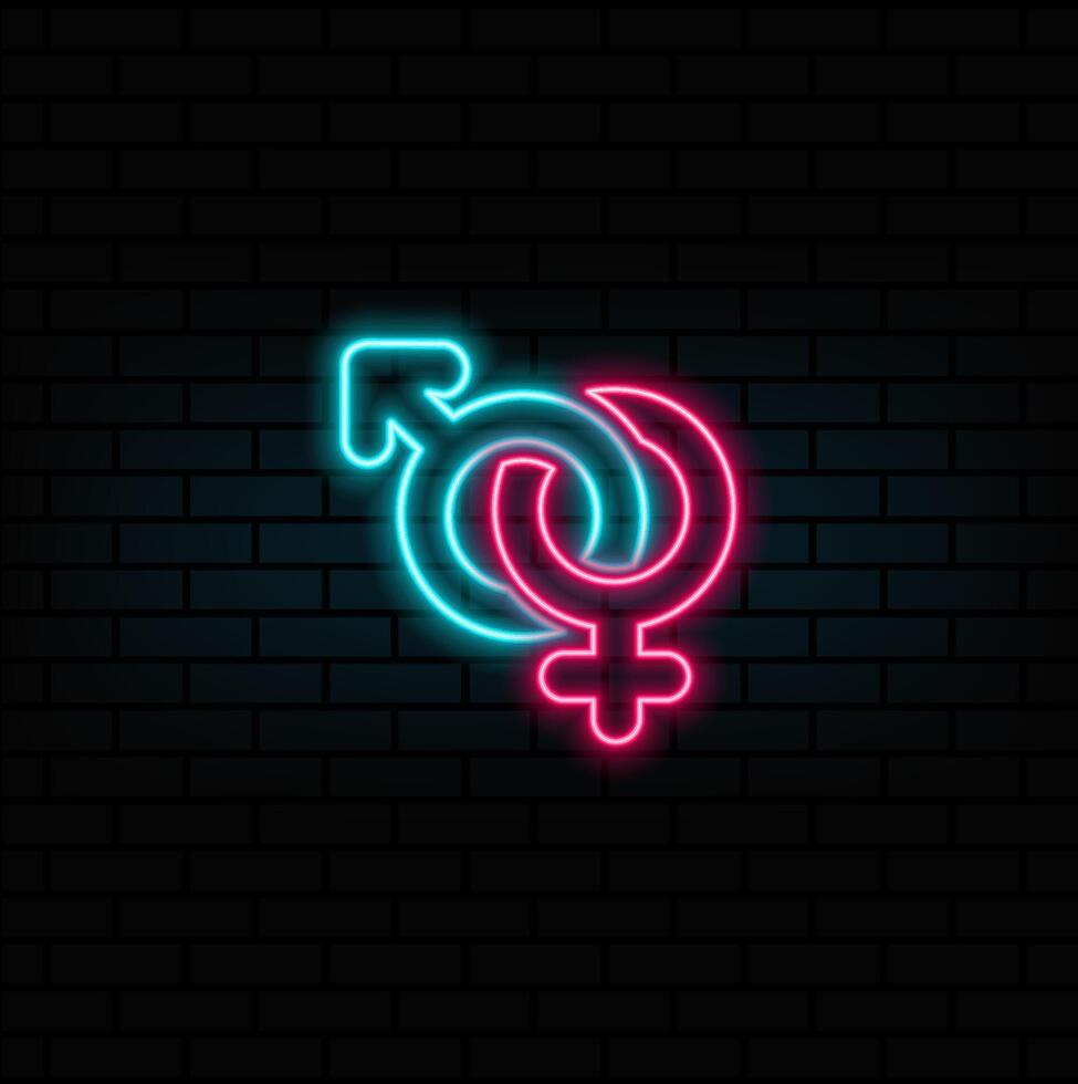 WC gender symbols icon. style is bicolor iconic symbol. neon style.Sex symbols gender sign unisex icon vector