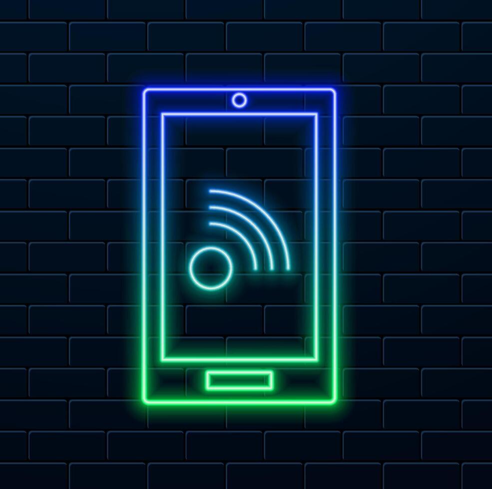 sign communication information wireless connection, neon style, icon symbol image, Wi-fi network illustration vector