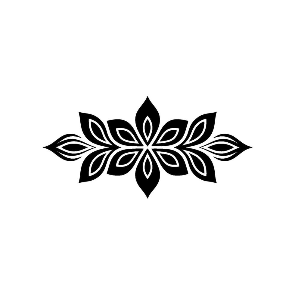 Elegant Black Floral Border Ornament on White, Minimalist vector
