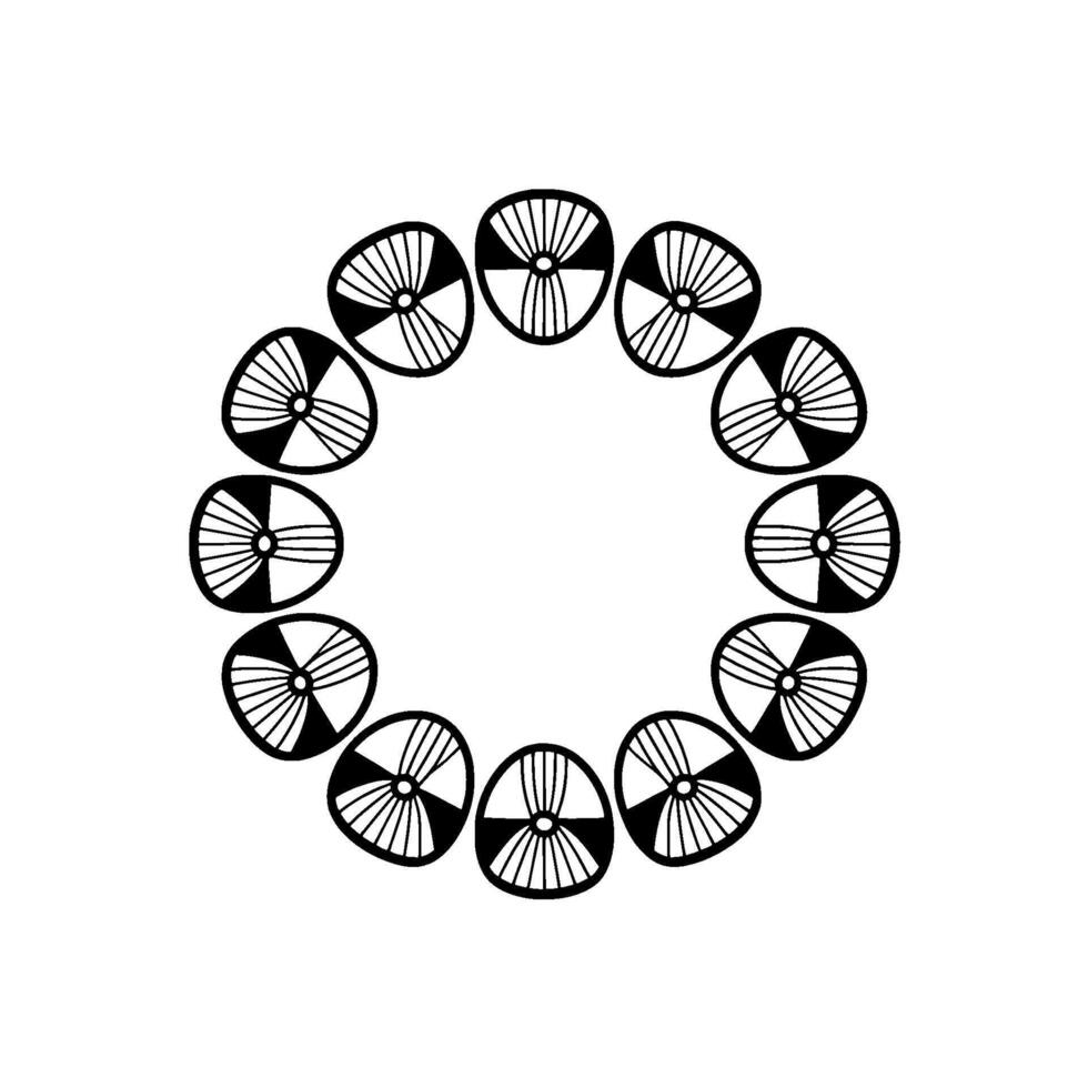 Minimalist Floral Wreath in Black and White vector