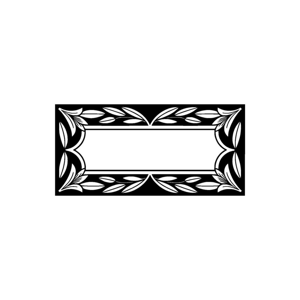 Elegant Floral Border with Blank Space, Black and White vector