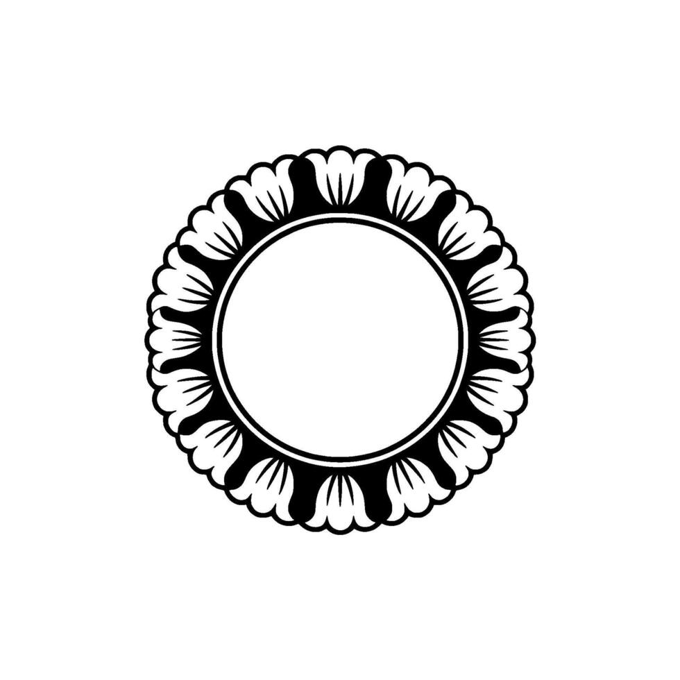 Elegant Black Floral Circle Frame on Gradient Background vector