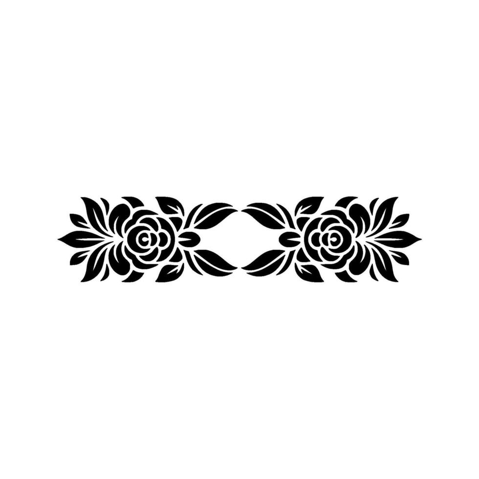 Elegant Floral Border, Black Rose on White, Decorative vector