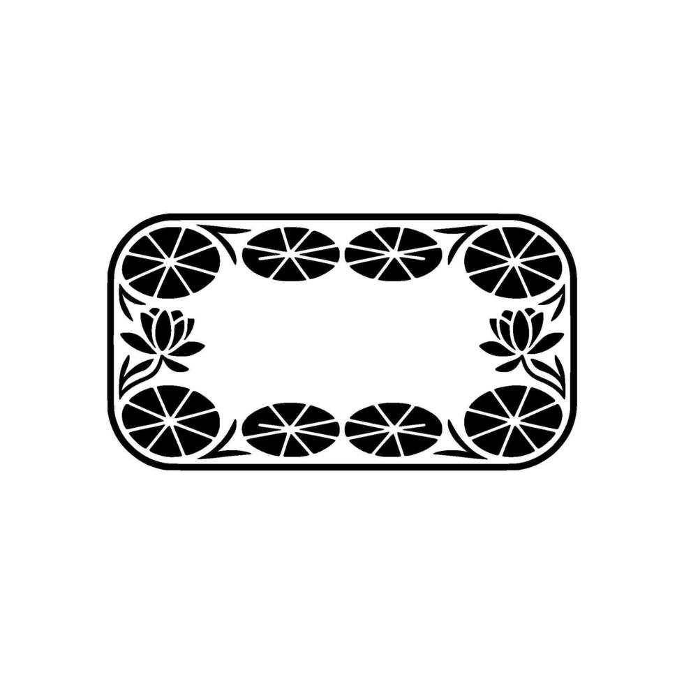 Elegant Black White Floral Frame Geometric on White vector