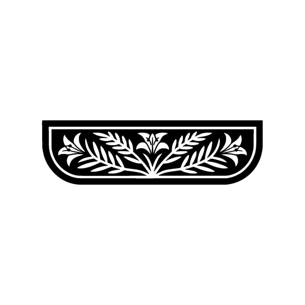 Art Nouveau Floral Border Element, Black White, Decorative vector