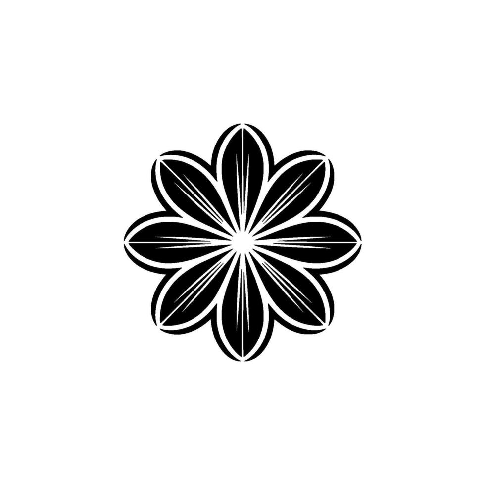 Minimalist Black and White Floral Motif on Neutral Background vector