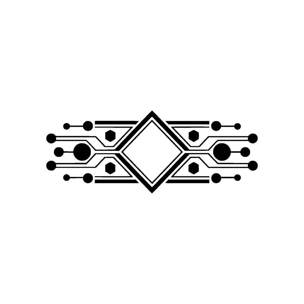 Geometric Tech Element, Minimalist Circuitry on White vector