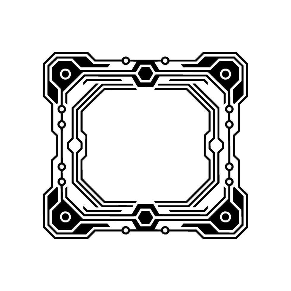 Futuristic Tech Frame, Digital Circuitry, Minimalist Style vector