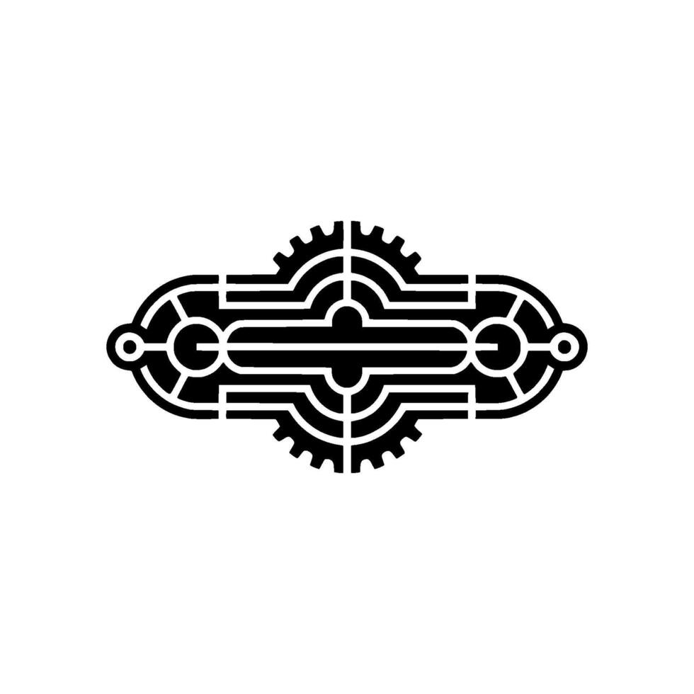 Minimalist Industrial Gear, Geometric, Black and White vector