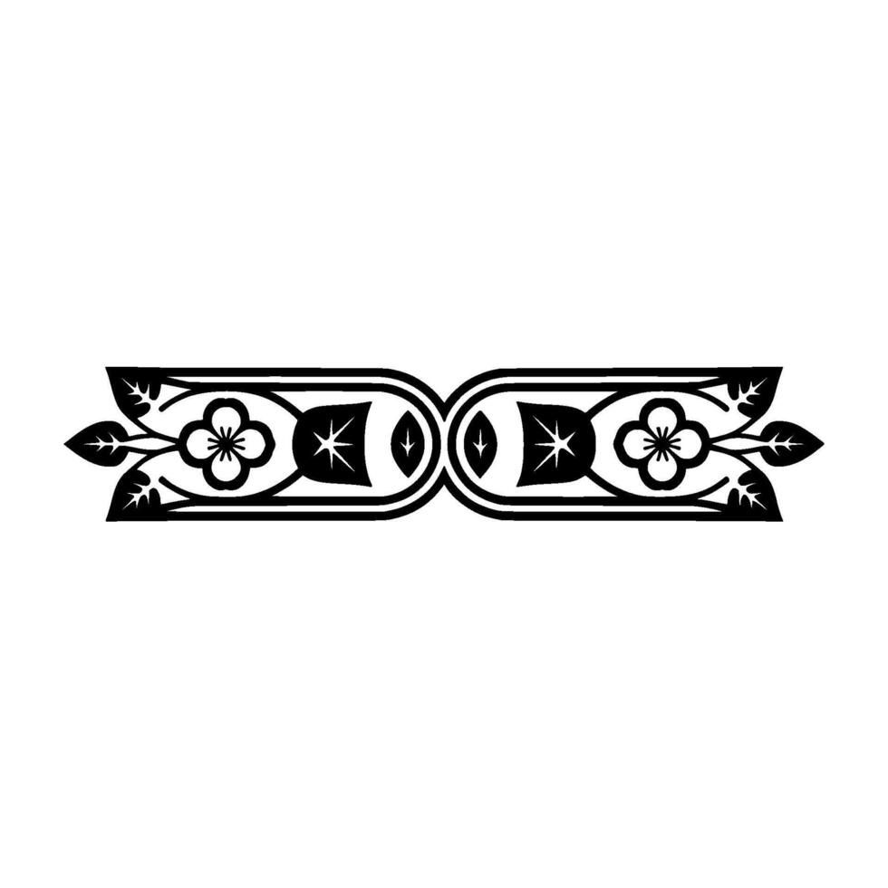 Elegant Black Floral Border on White Background, Minimalist - Symmetry vector