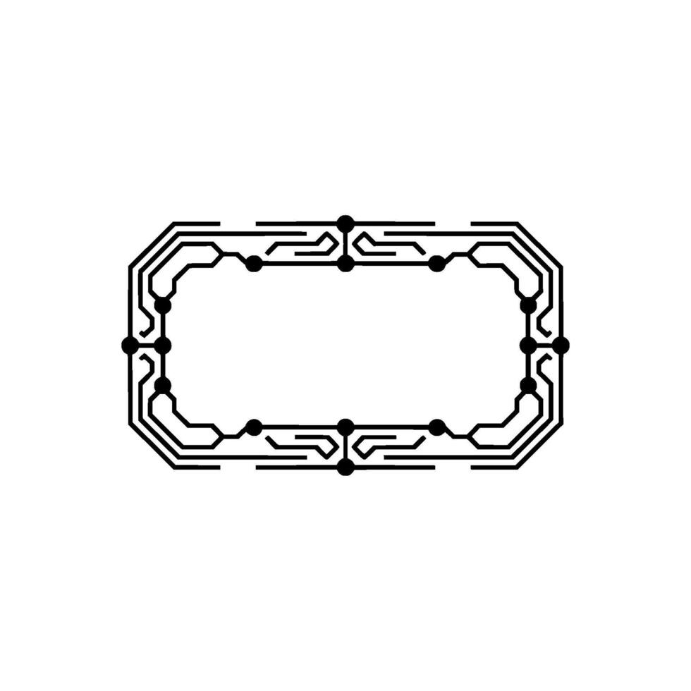 Minimalist Circuit Board Frame Illustration, Tech, Modern Style vector