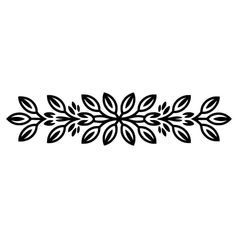 Elegant Black Floral Border Element on White Background 1 vector